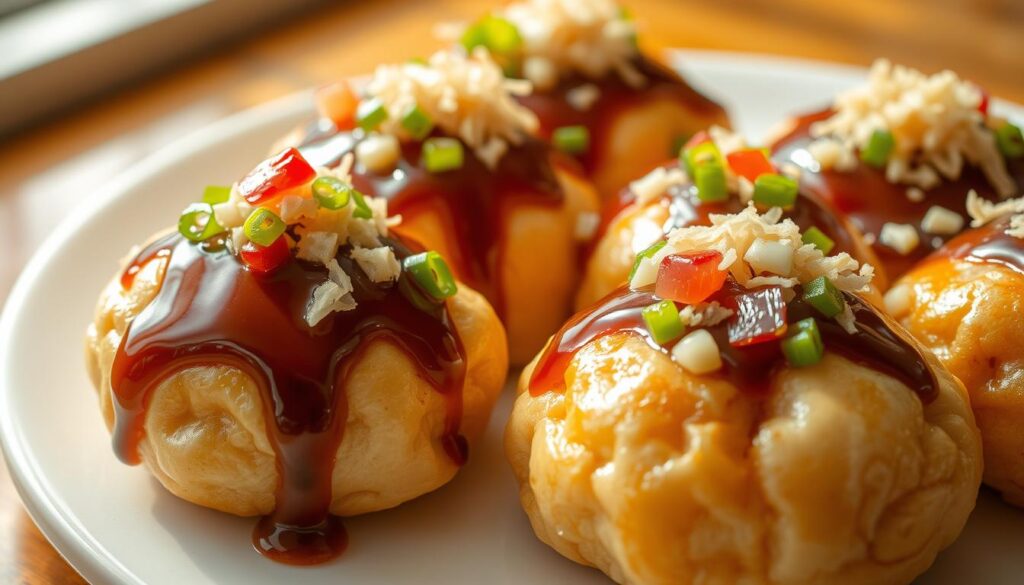 Takoyaki Enak dengan Saus dan Topping