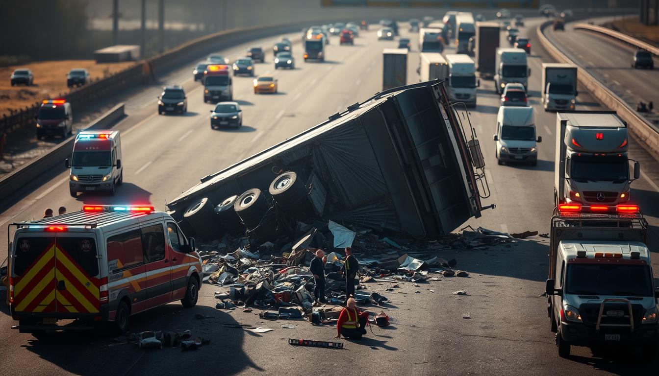 Truk Dump Kecelakaan di Jalan Tol